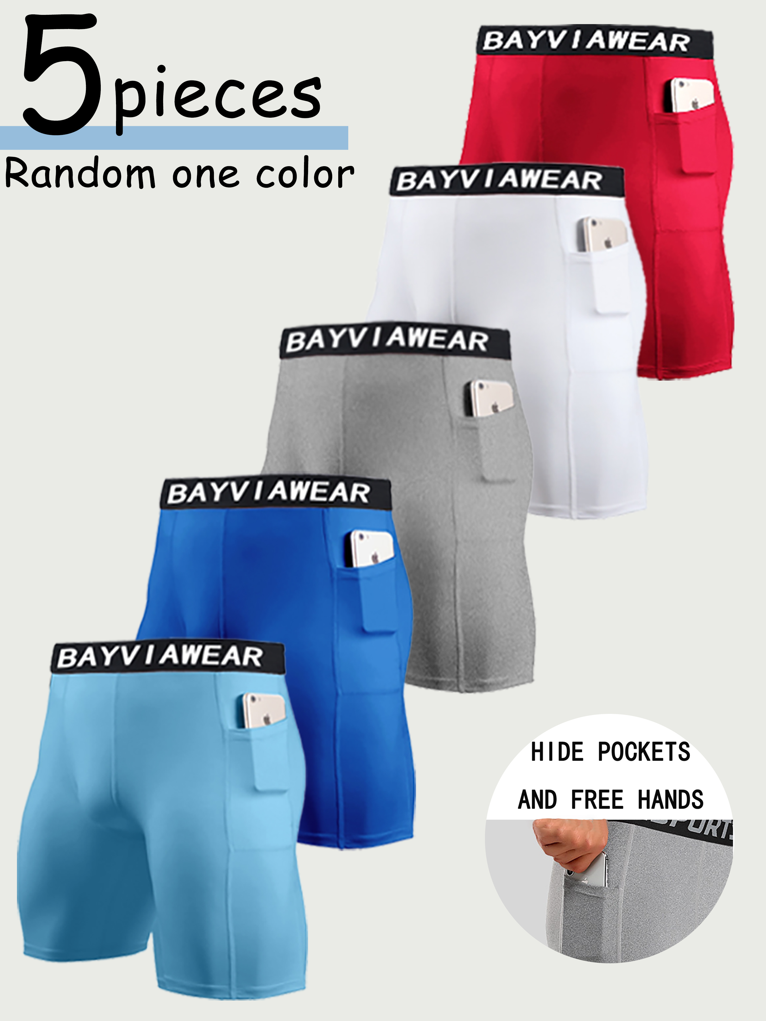 Compression Shorts Athletes - 5 PCS Random Color Men Compression