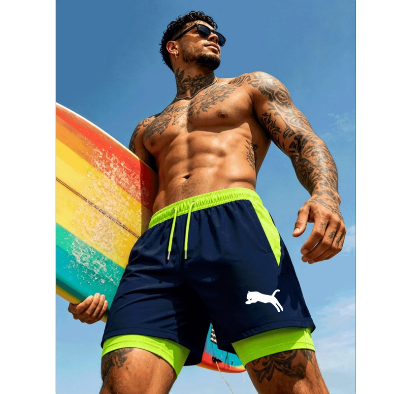 Men Running Cheetah Leopard Si - Compression Shorts Athletes บทวิจารณ์และราคา