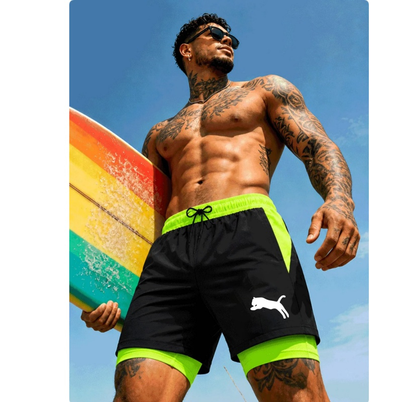 Men Running Cheetah Leopard Si - Compression Shorts Athletes บทวิจารณ์และราคา