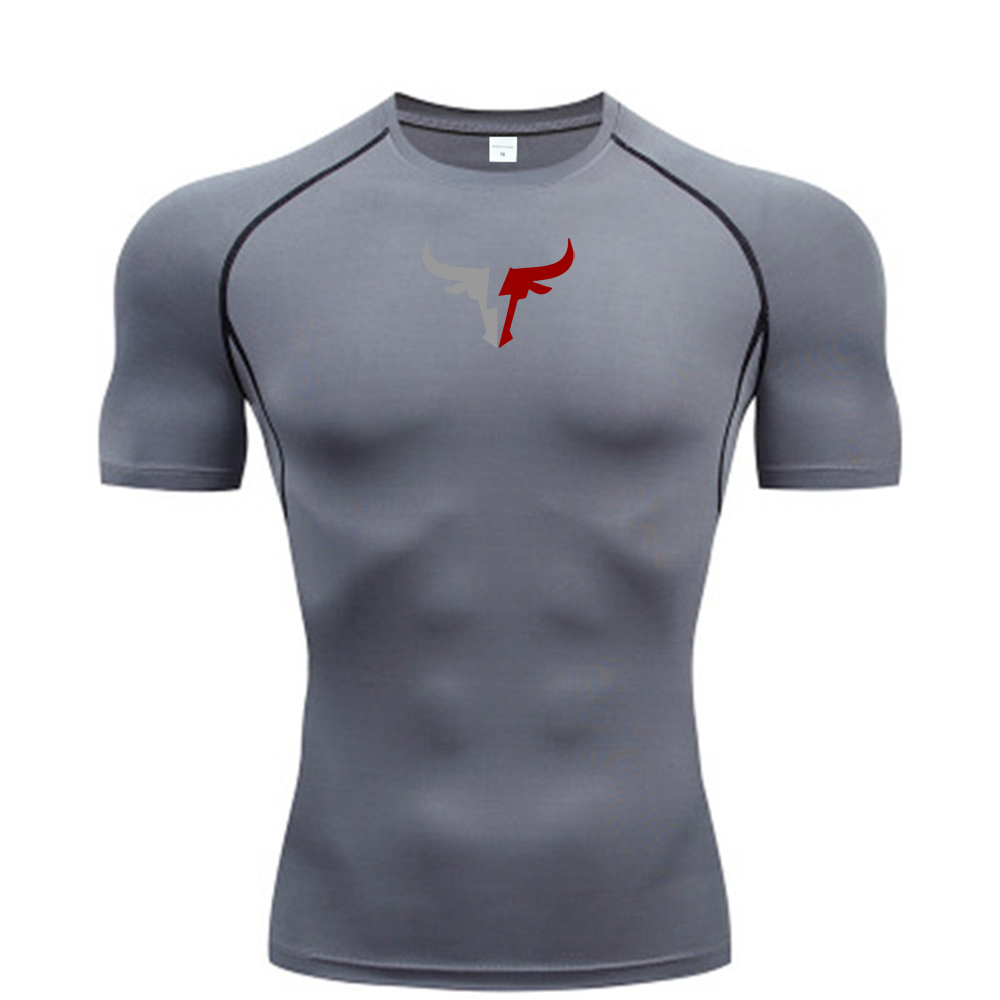 Men's bull head compression T- - T Shirt Tight Fit บทวิจารณ์และราคา