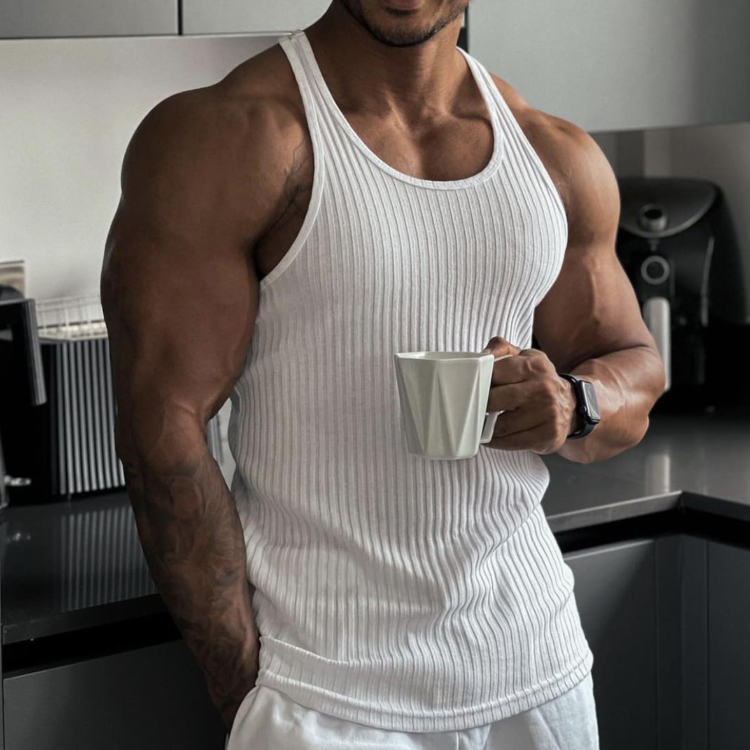 2024 Summer new men V-neck Ves - Undershirt Crew Neck บทวิจารณ์และราคา