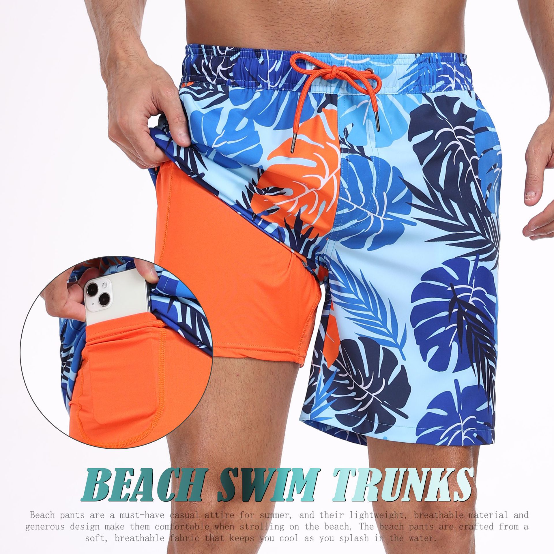 Mens Shark Pattern 2 in 1 Boar - Long Leg Trunk Men บทวิจารณ์และราคา