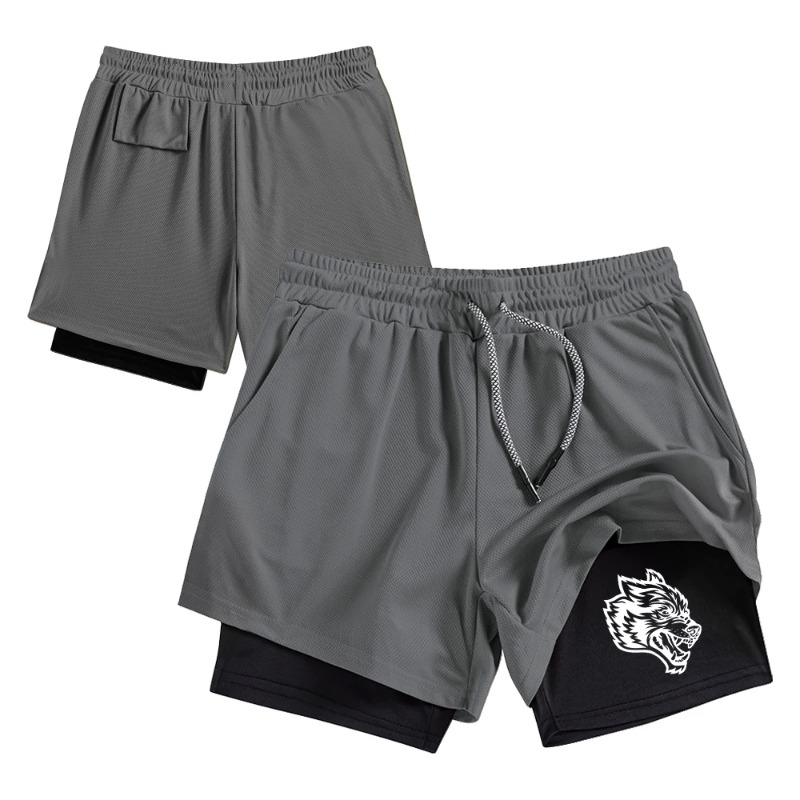 Streetwear Men's Double Layer  - Compression Shorts Athletes บทวิจารณ์และราคา