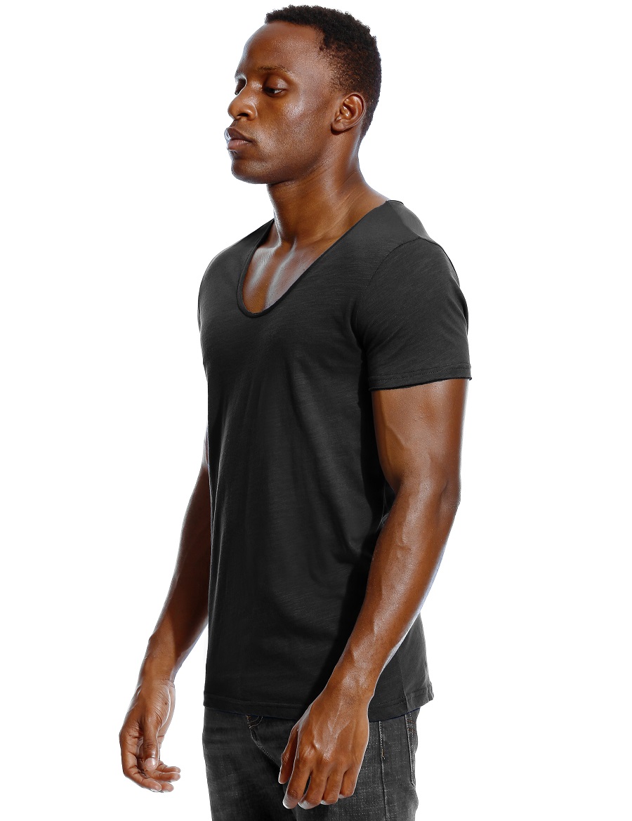 Scoop Neck T Shirt for Men Low - Undershirt Crew Neck บทวิจารณ์และราคา