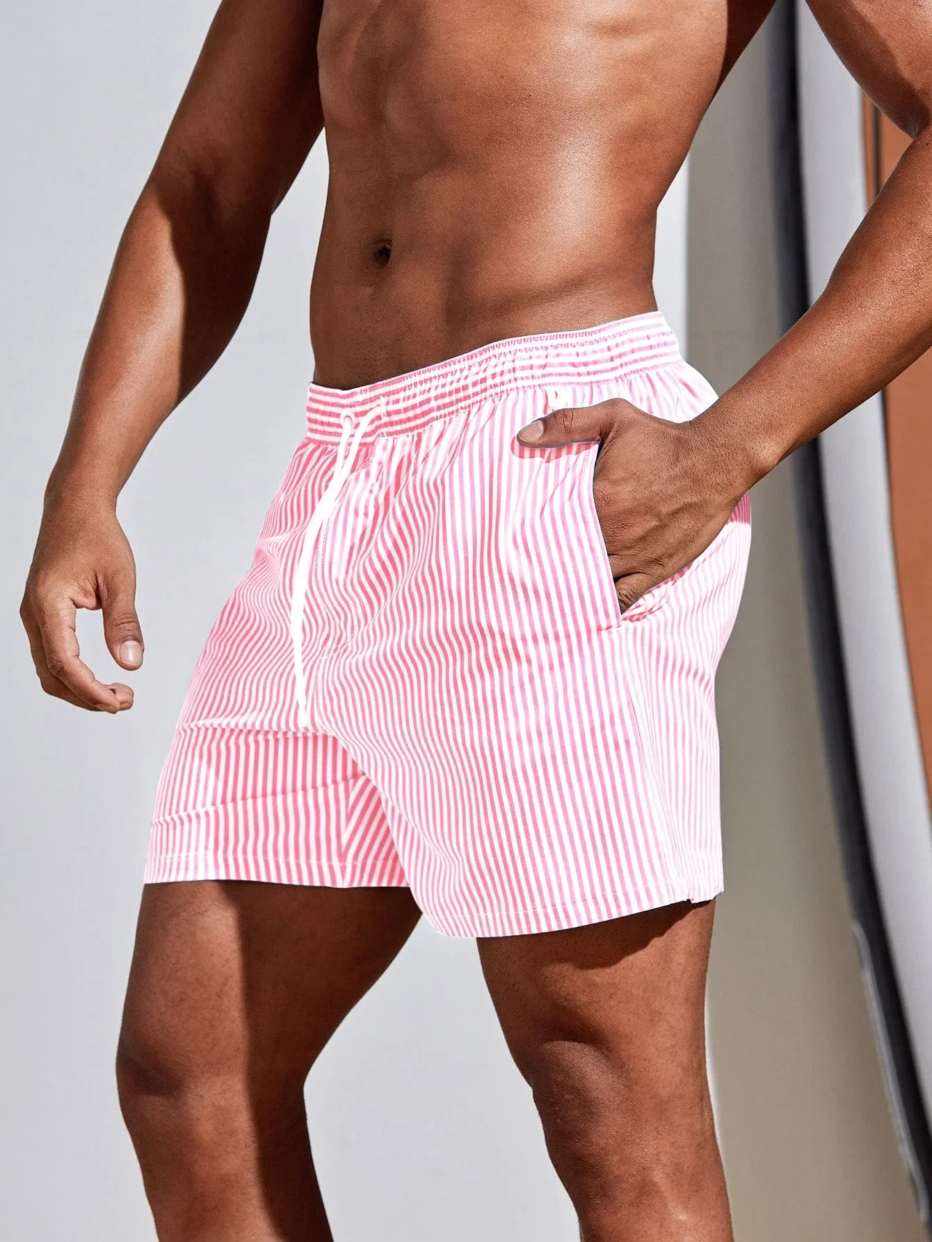 Men Vertical Striped Drawstrin - Bamboo Fiber Trunk บทวิจารณ์และราคา