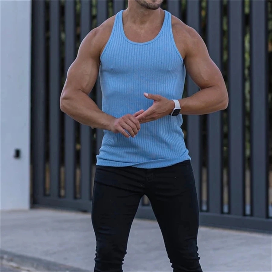 2024 new Men fitness gym Tank  - Sleeveless Undershirt บทวิจารณ์และราคา