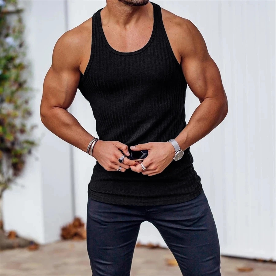 2024 new Men fitness gym Tank  - Sleeveless Undershirt บทวิจารณ์และราคา