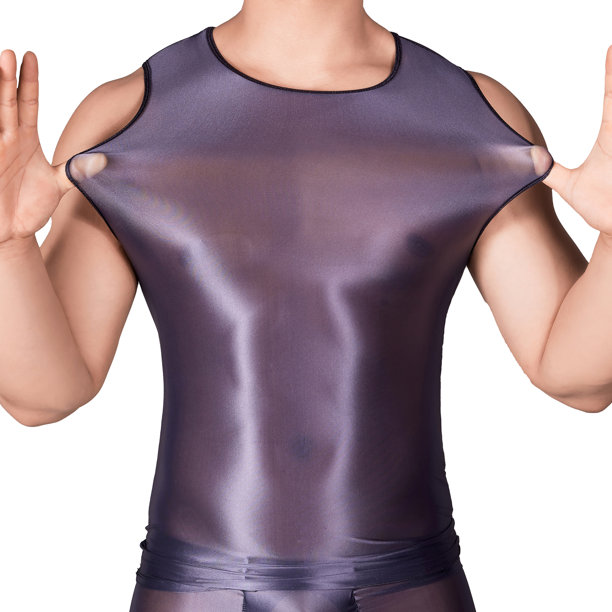 Solid Color Men's Slim Smooth  - Sleeveless Undershirt บทวิจารณ์และราคา
