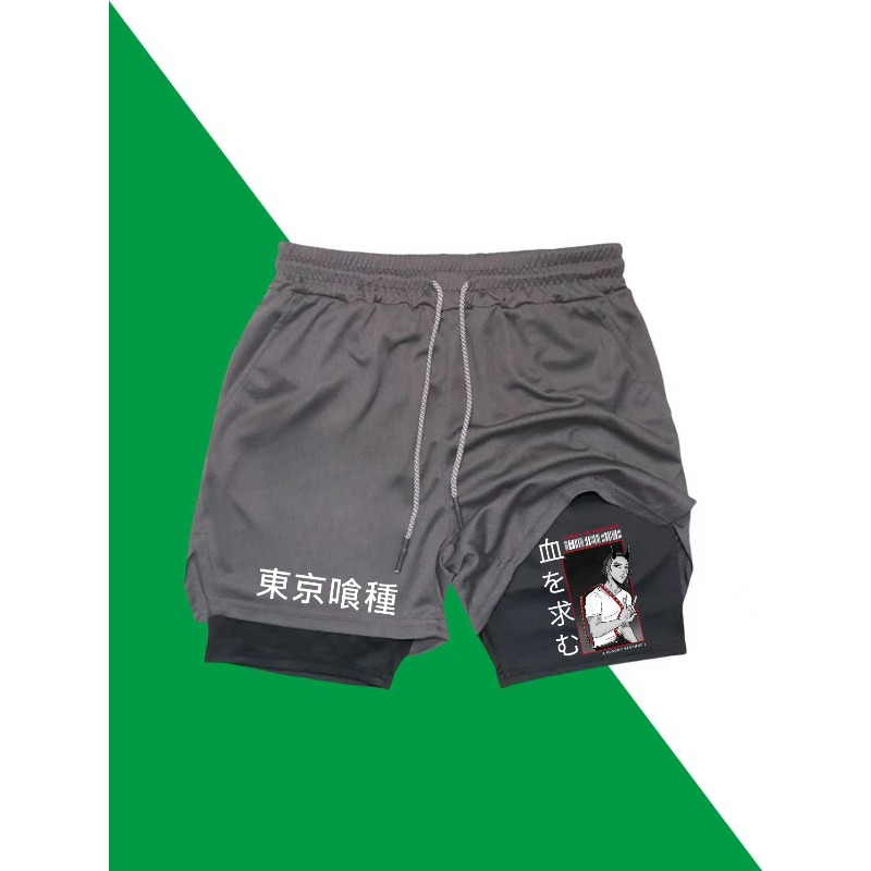 Tokyo Ghoul Print 2in1 Running - Compression Shorts Athletes บทวิจารณ์และราคา