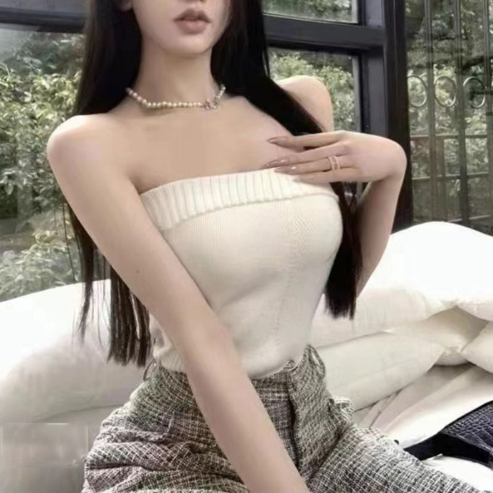 Strapless Bandeau Tube Top Cas - Tank Top Ribbed บทวิจารณ์และราคา