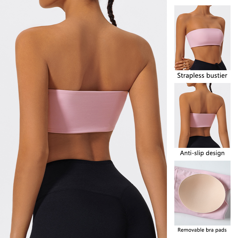 Strapless Sports Bra Gym Crop  - Quick Dry Underwear บทวิจารณ์และราคา