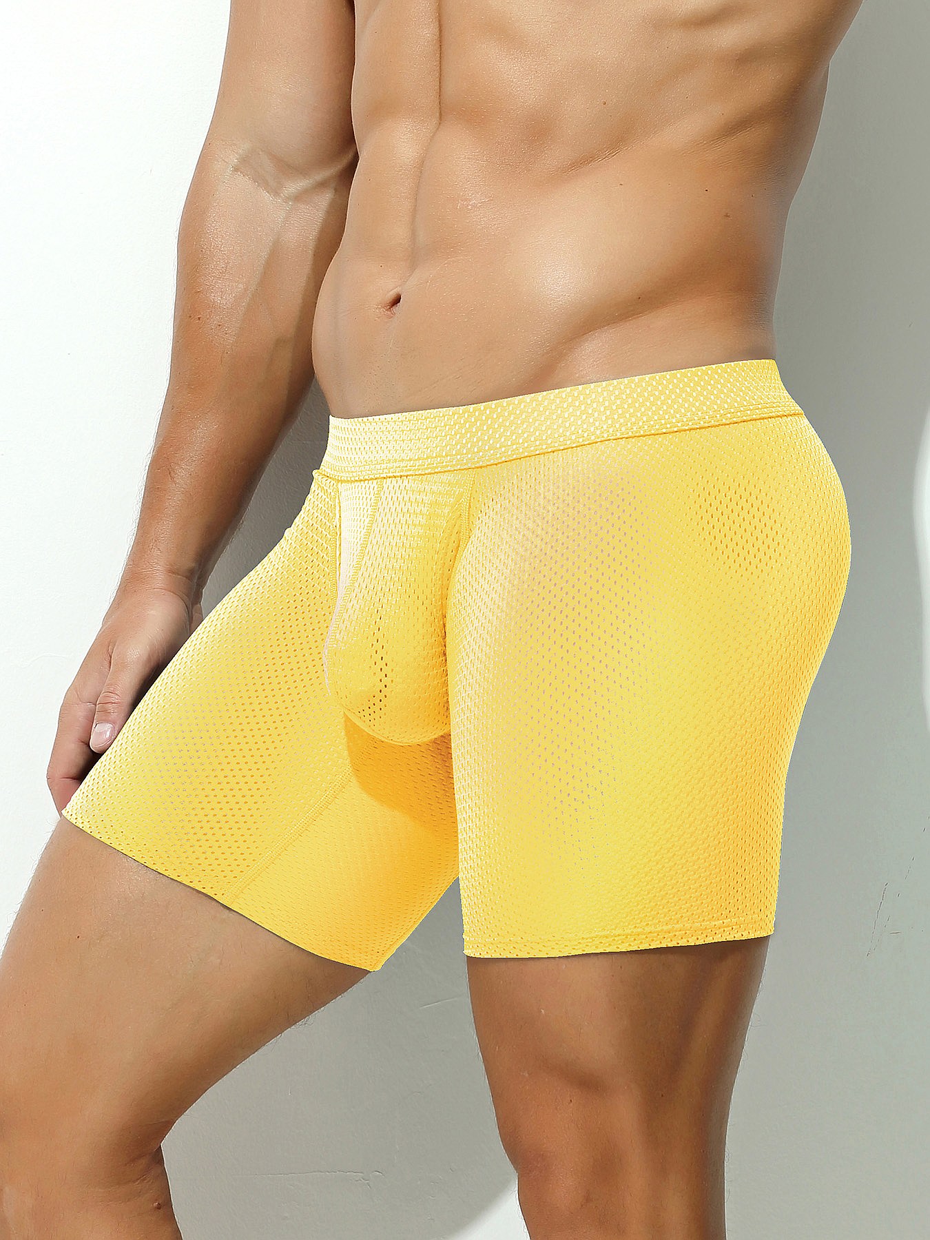 1pcs Men's Long Boxer Underwea - Mesh Sport Boxer บทวิจารณ์และราคา