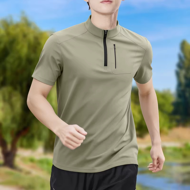 Men's Half-Zip High-Stretch Qu - T Shirt Tight Fit บทวิจารณ์และราคา
