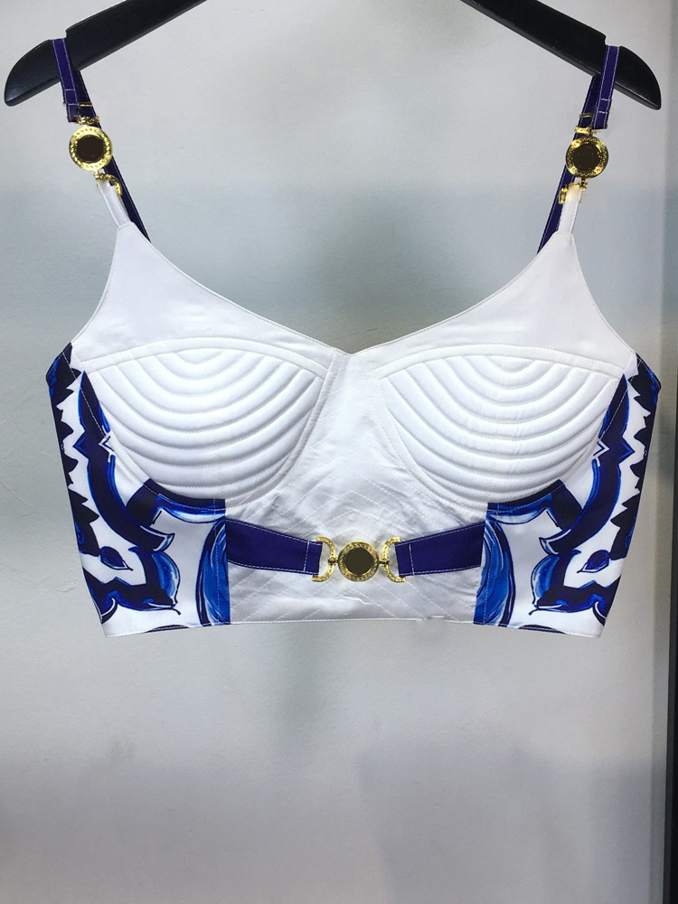 Summer Bohemain Blue And White - Suspender Tank Top บทวิจารณ์และราคา