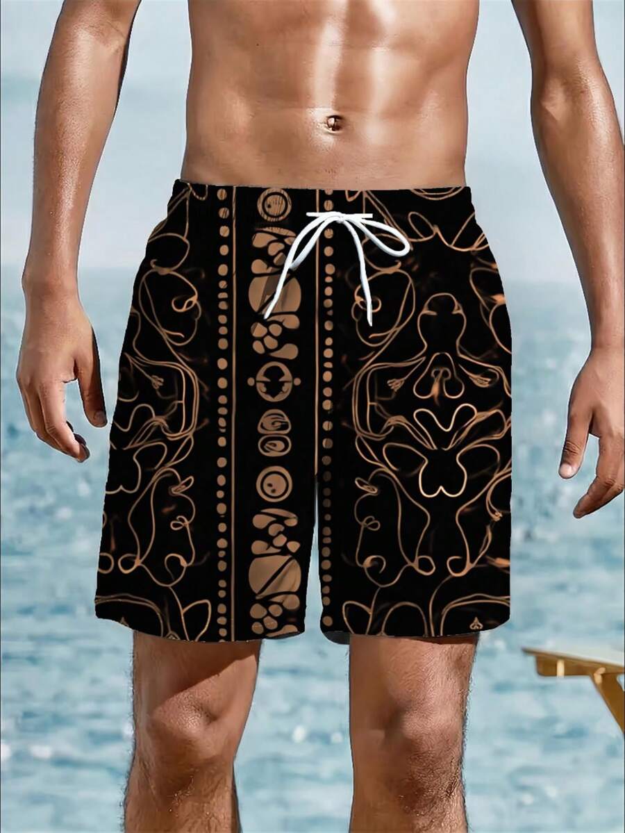Mens Abstract Geometric Print  - Trunk Breathable Men บทวิจารณ์และราคา