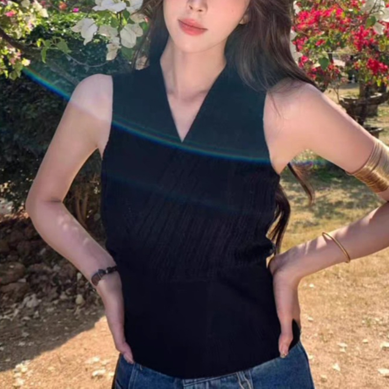 Women's Sleeveless Wrap Knit S - Tank Top Ribbed บทวิจารณ์และราคา