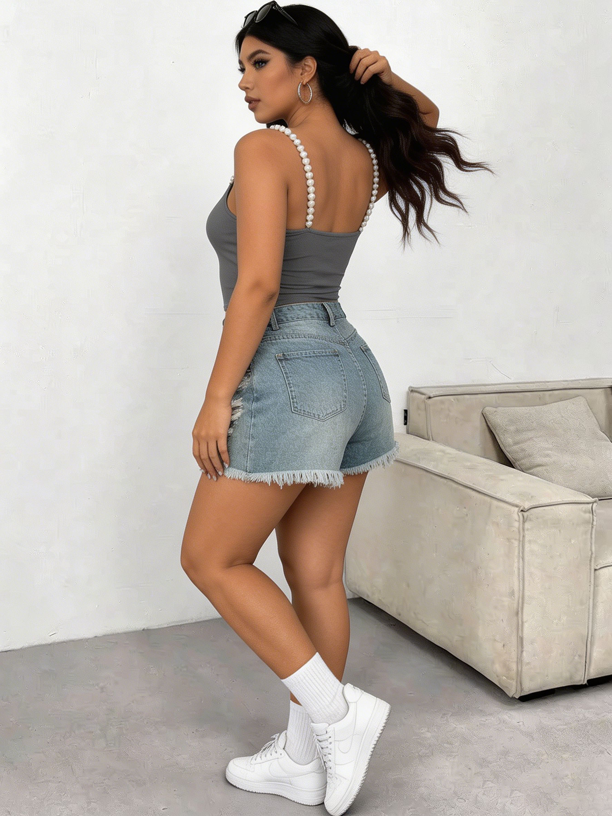 Plus Size Square Neck Pearl St - Tank Top Ribbed บทวิจารณ์และราคา
